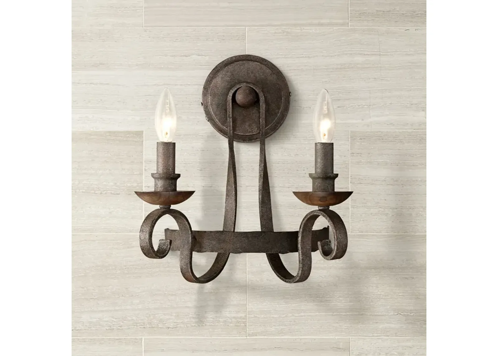 Quoizel Noble 14" High Rustic Black Wall Sconce