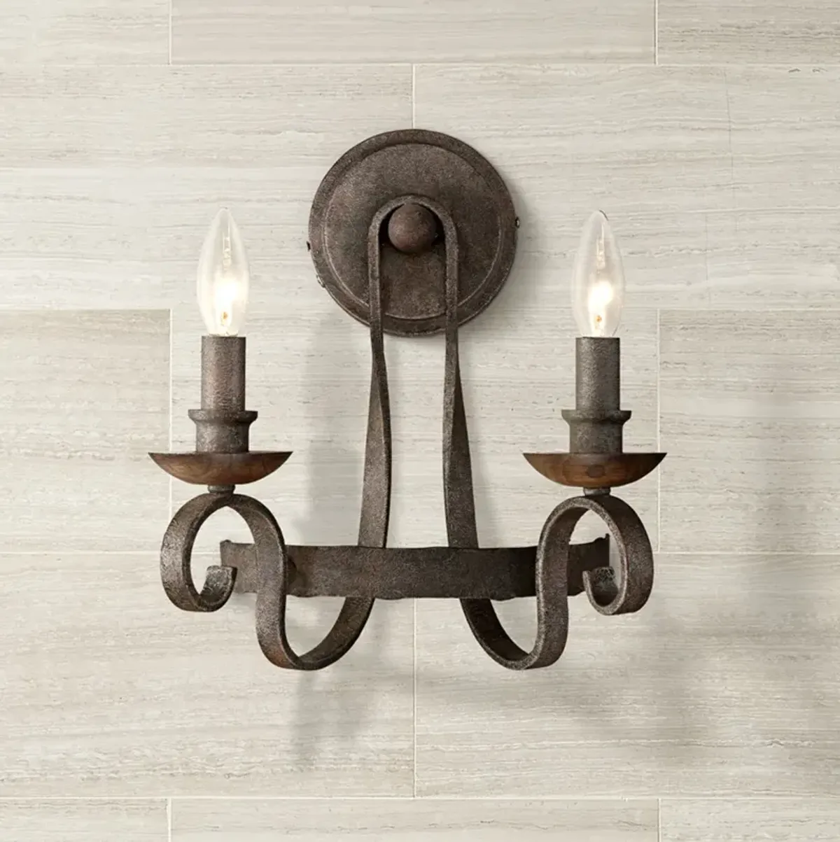 Quoizel Noble 14" High Rustic Black Wall Sconce