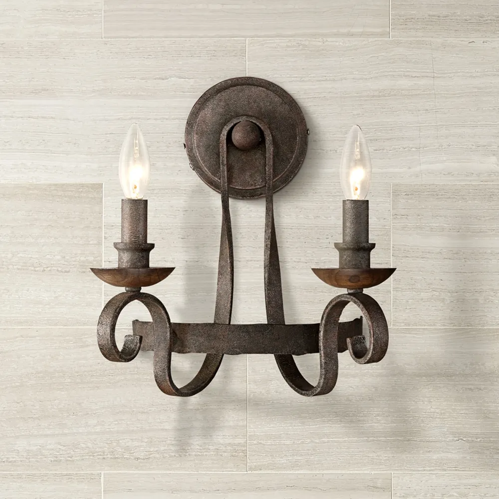 Quoizel Noble 14" High Rustic Black Wall Sconce