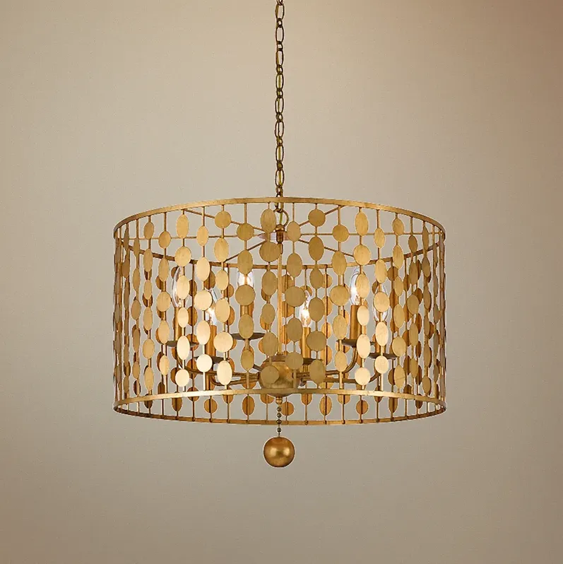 Crystorama Layla 23 3/4"W Antique Gold 6-Light Pendant