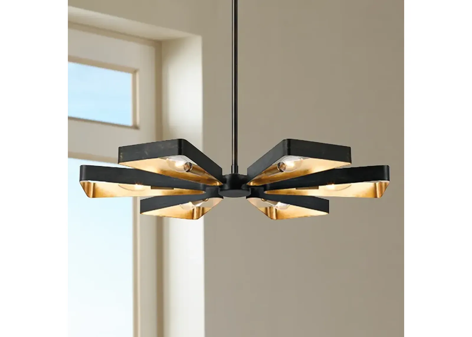 Crystorama Luna 26 3/4"W Bronze and Gold 6-Light Pendant