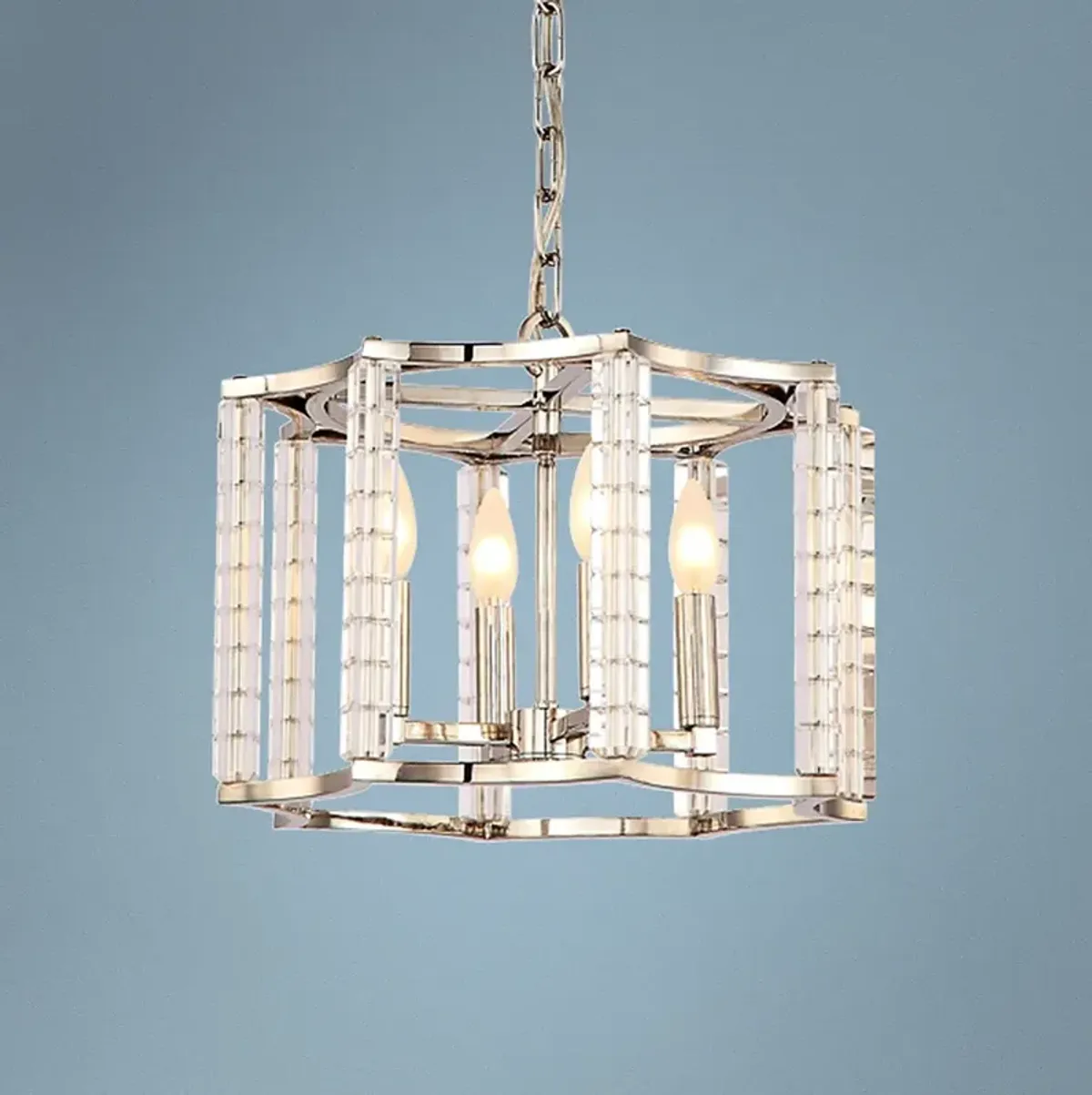 Crystorama Carson 16" Wide Polished Nickel 4-Light Pendant