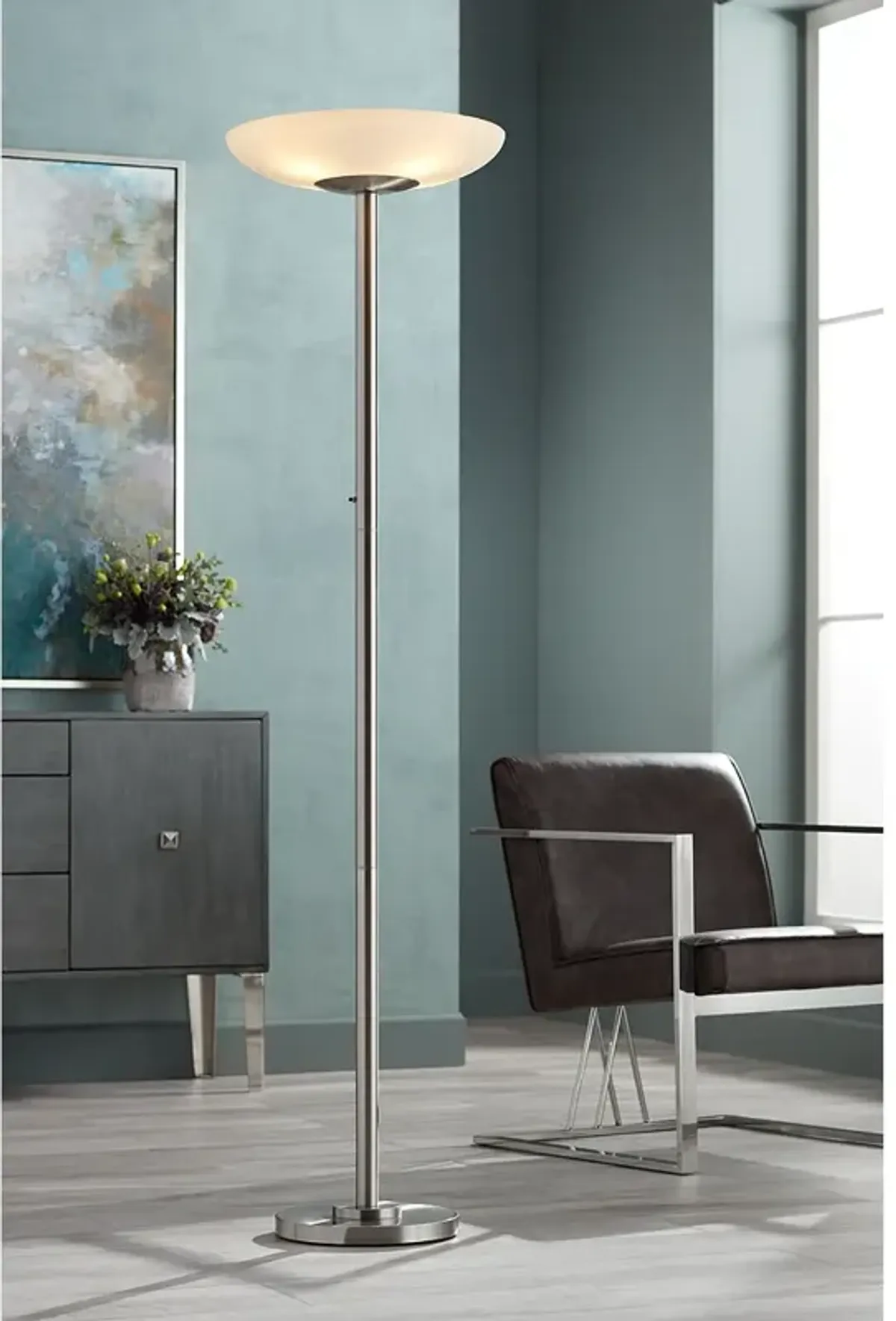 Possini Nickel Light Blaster 72" Nickel 4-Light Torchiere Floor Lamp