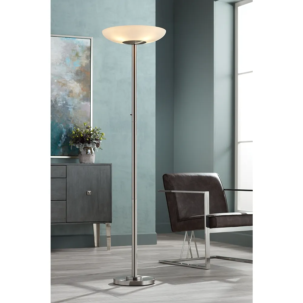 Possini Euro Light Blaster 72" Nickel 4-Light Torchiere Floor Lamp