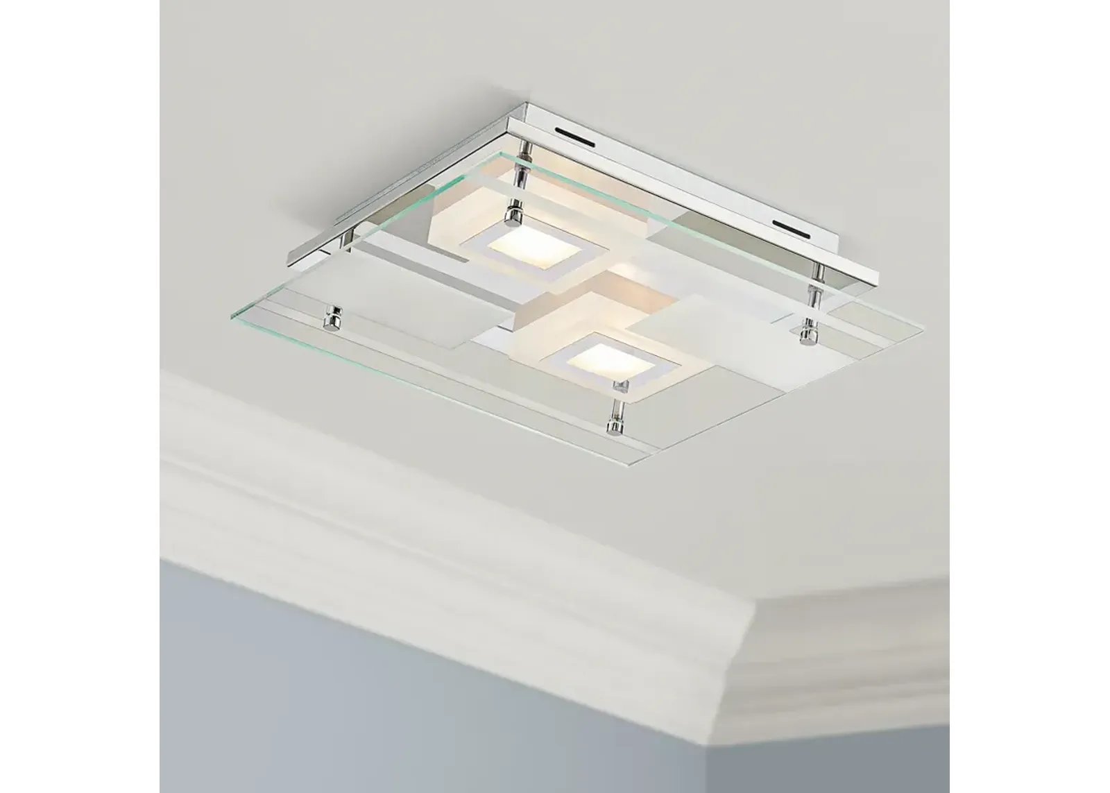 Possini Euro Reese 13 1/2" Wide Modern Glass LED Ceiling Light