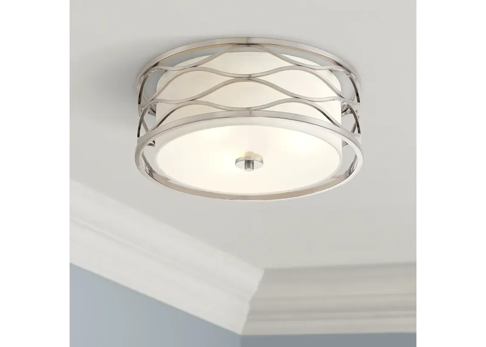 Possini Euro Austen 16" Wide Brushed Nickel Modern Ceiling Light