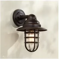 Marlowe 13 1/4" High Bronze Hooded Cage Outdoor Wall Light