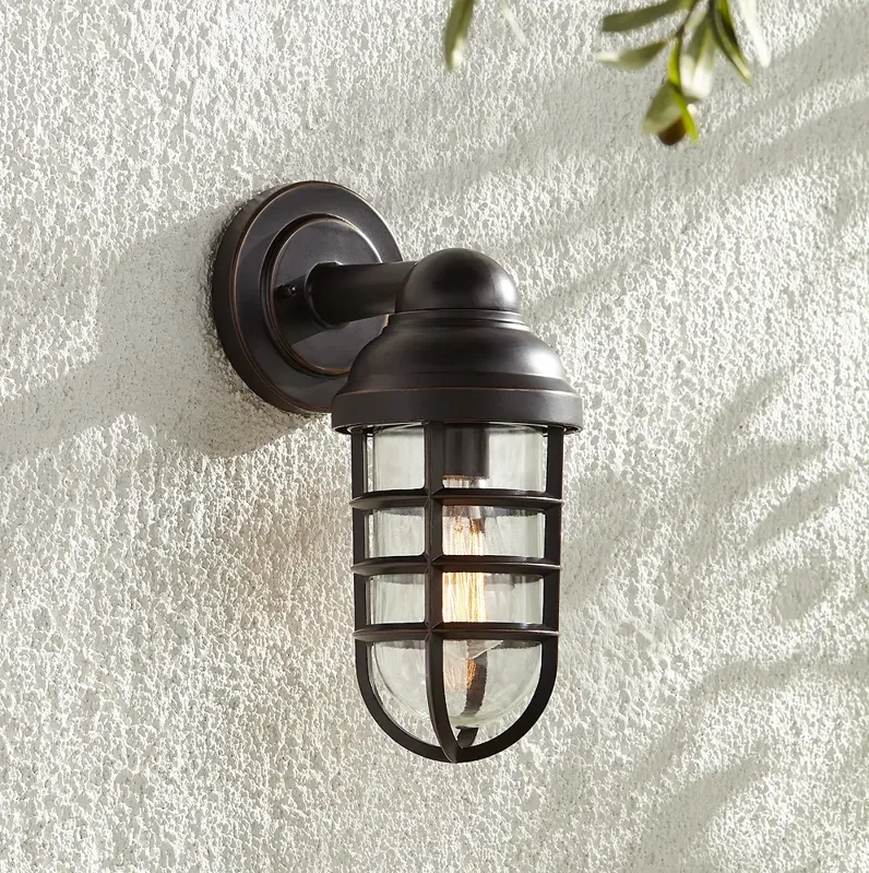 Marlowe 13 1/4" High Bronze Metal Cage Outdoor Wall Light