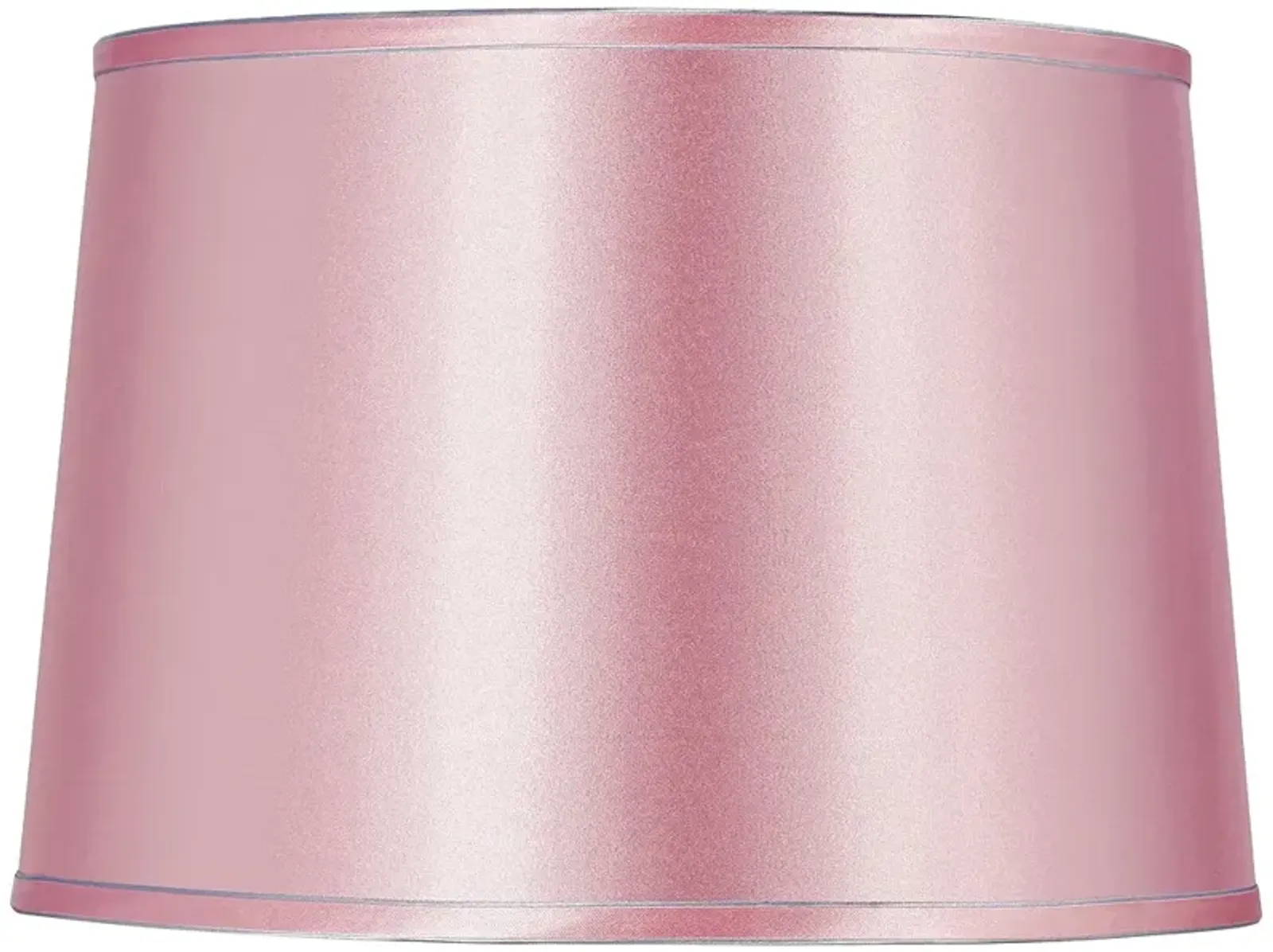 Sydnee Pale Pink Satin Silver Trim Drum Lamp Shade 14x16x11 (Spider)