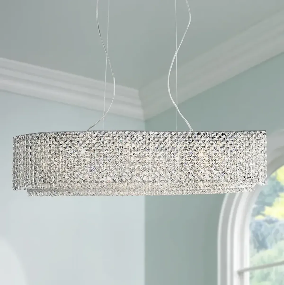 Adali Curve 32" Wide Clear Crystal Linear Chandelier