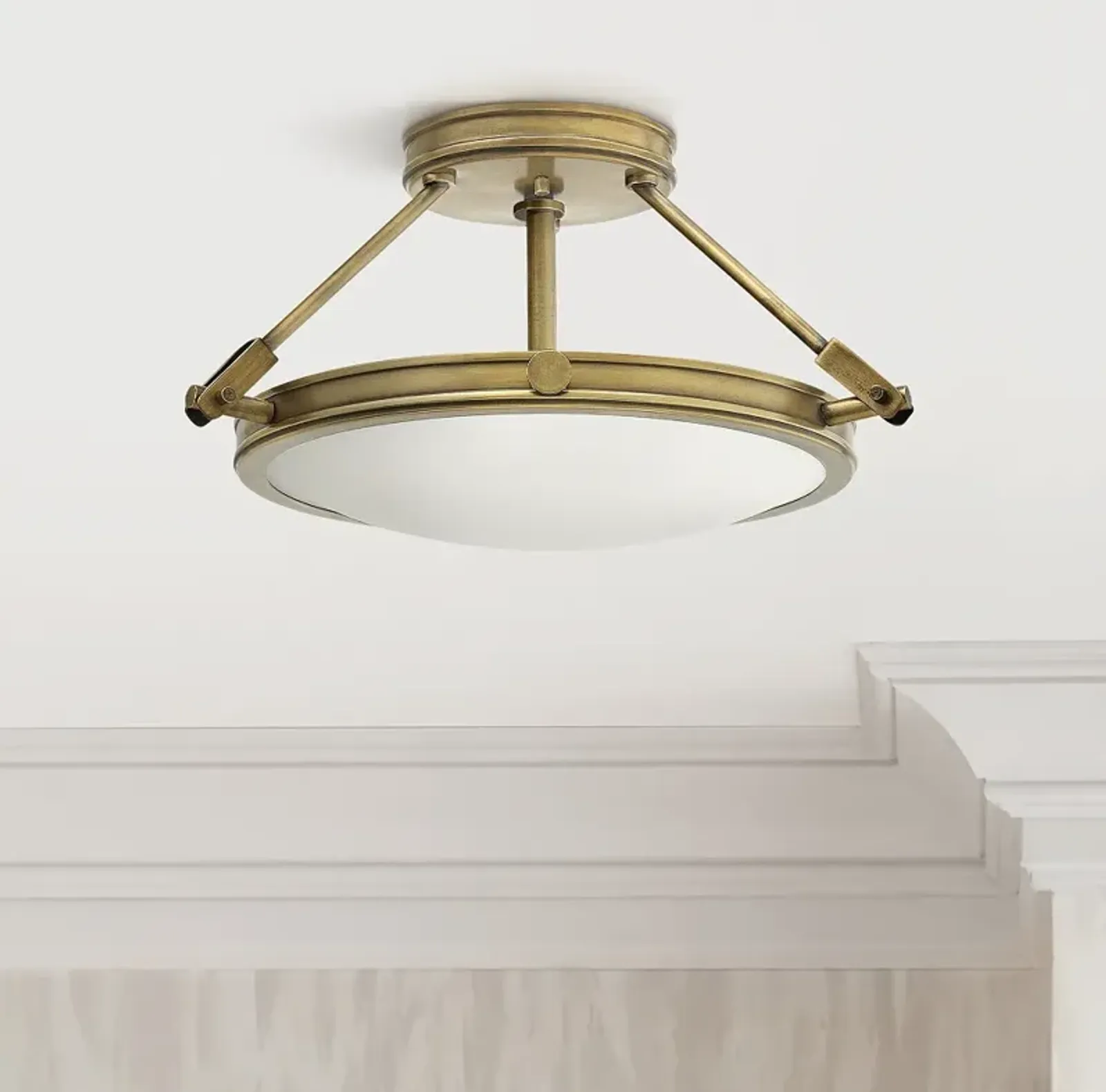 Hinkley Collier 16 1/2" Semi-Flush Mount Heritage Brass Ceiling Light