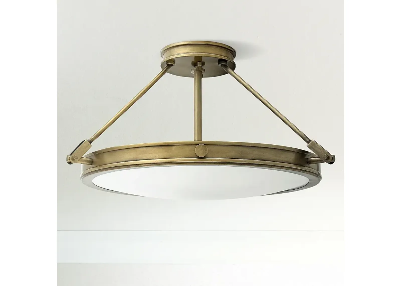 Hinkley Collier 22" High Heritage Brass White Disc Ceiling Light