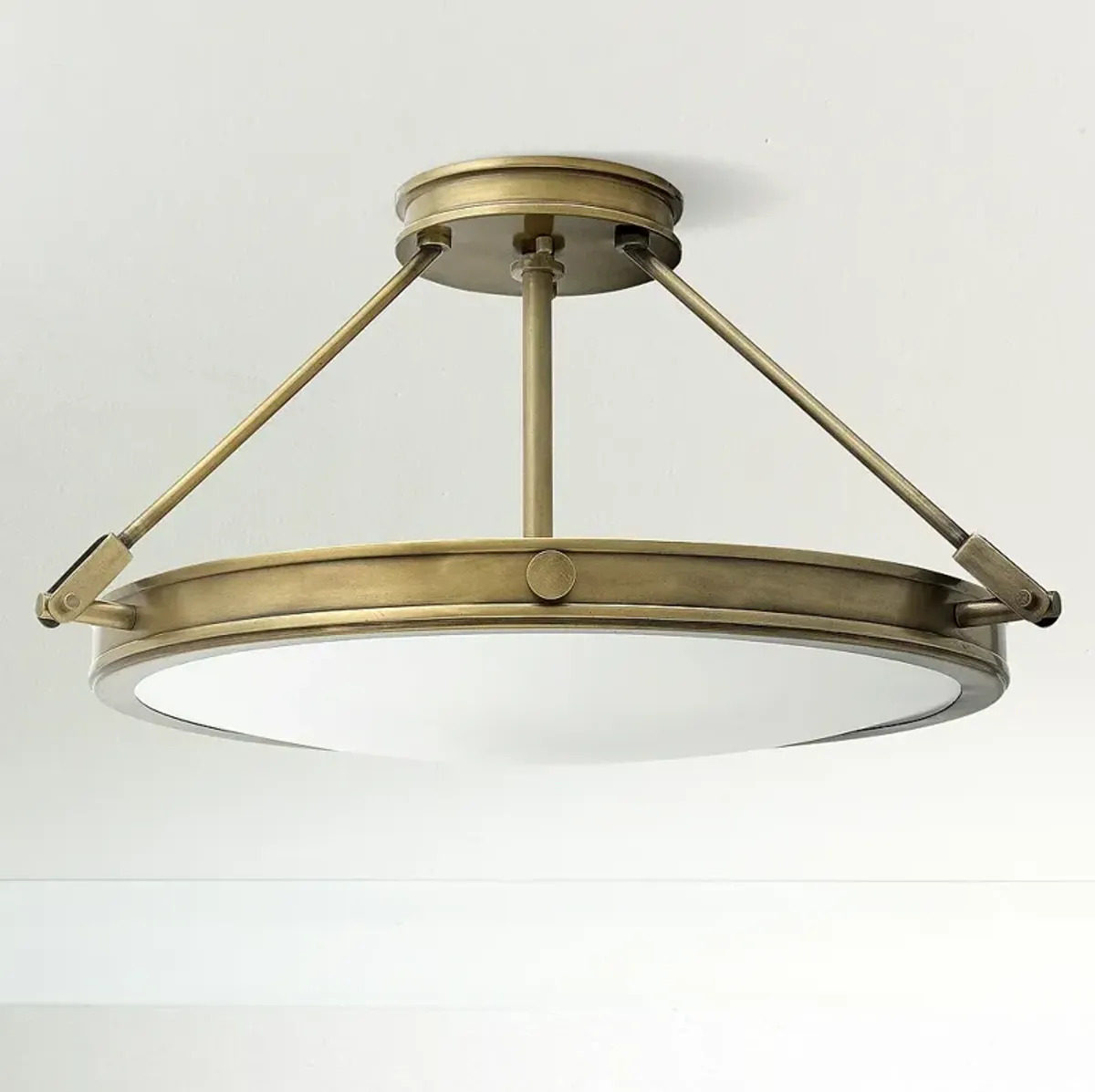 Hinkley Collier 22" High Heritage Brass White Disc Ceiling Light