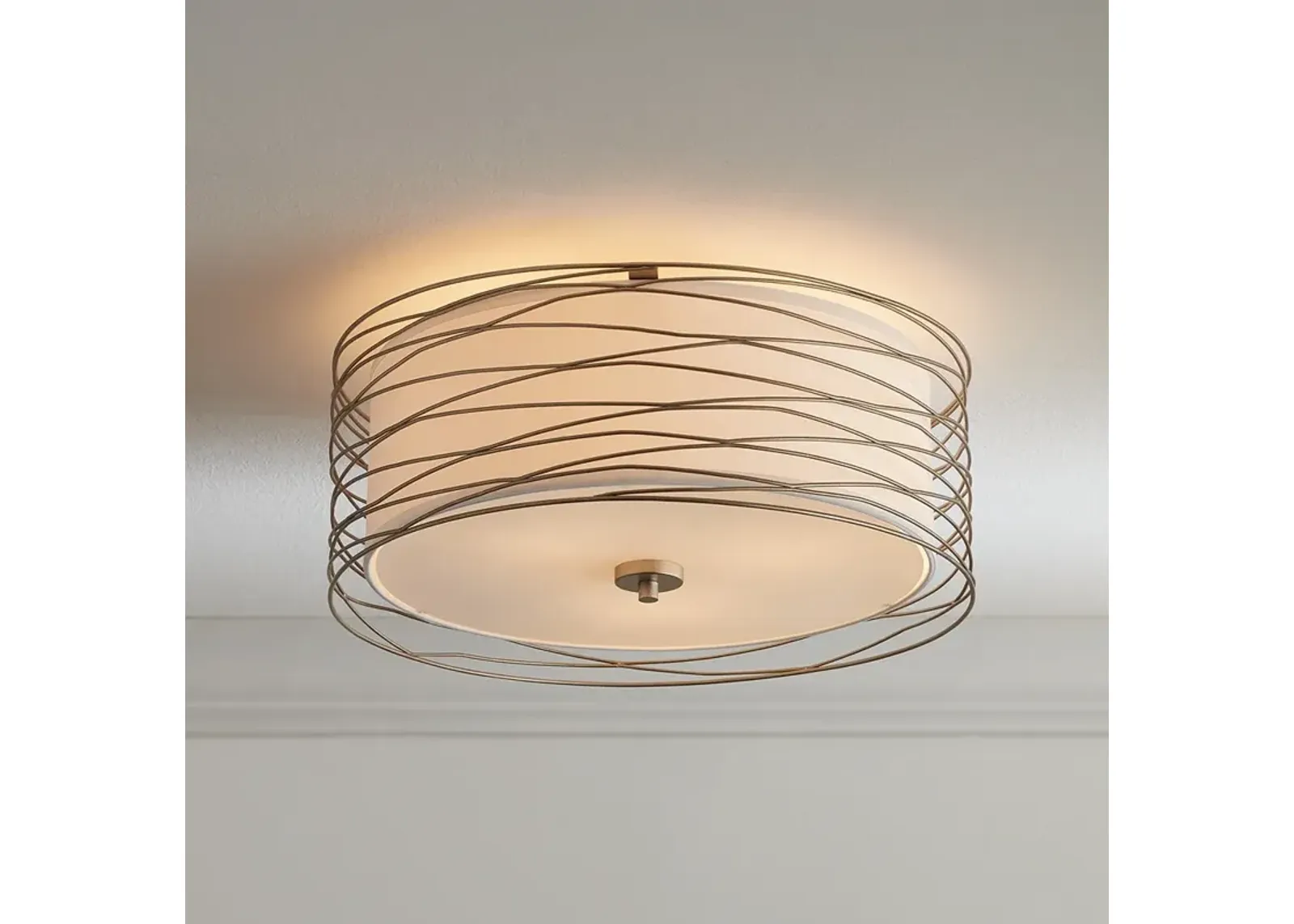 Possini Euro Rivulet 18" Wide Spun Silver Metal Ceiling Light