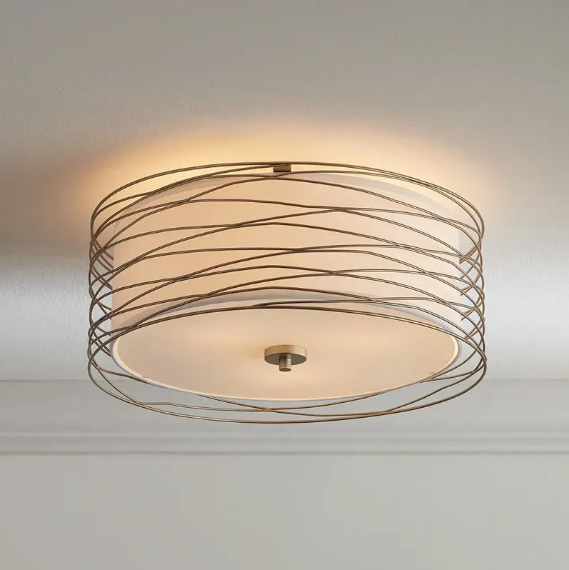 Possini Euro Rivulet 18" Wide Spun Silver Metal Ceiling Light