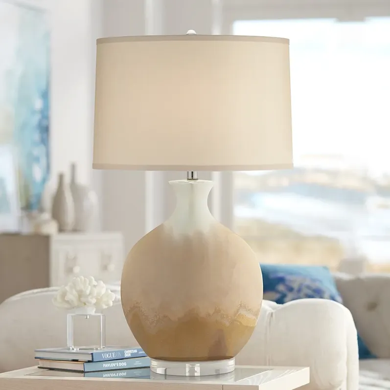 Possini Euro Marci 32" Ivory Drip Oval Ceramic Table Lamp