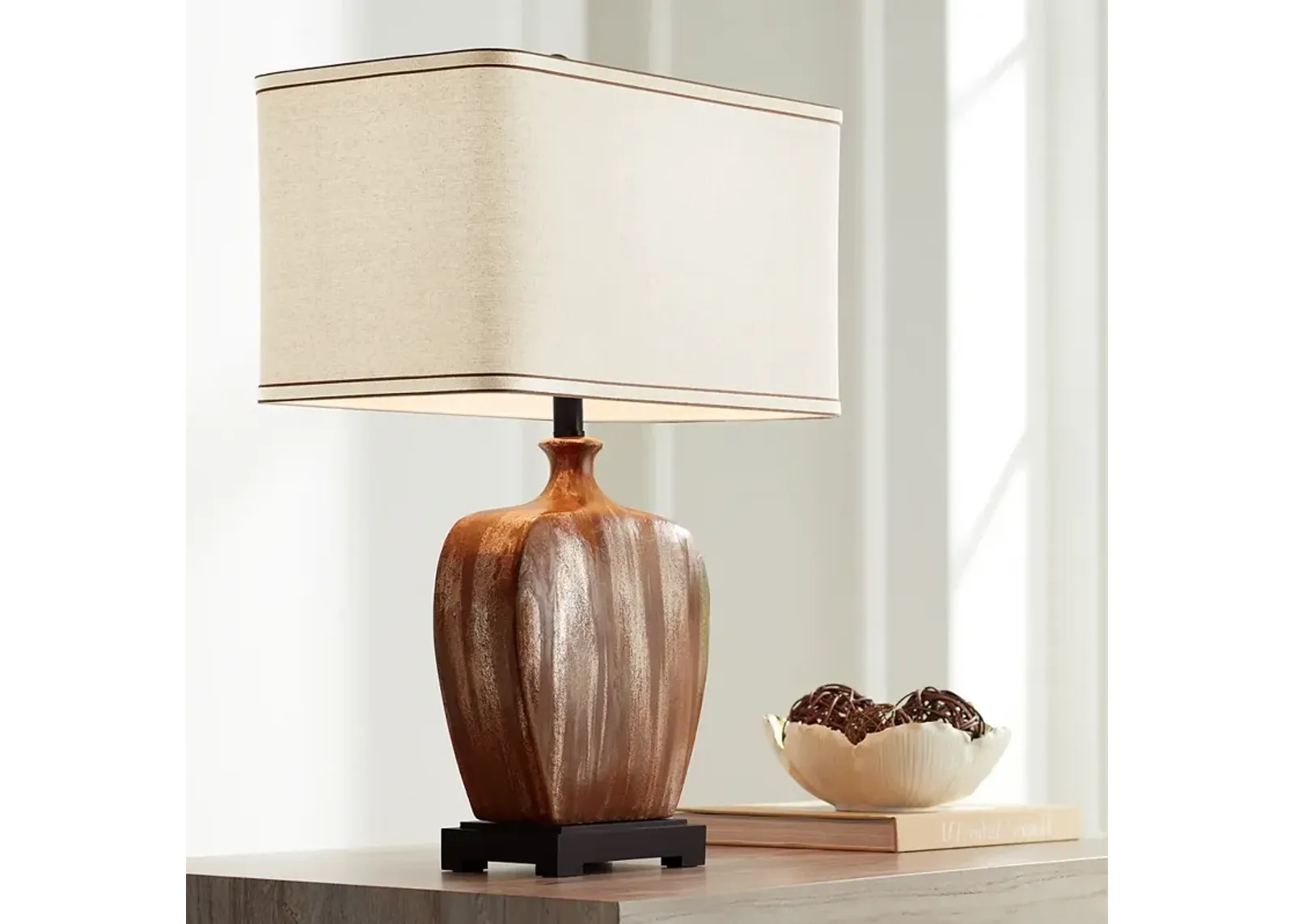 Possini Euro Julius 27" Copper Drip Finish Modern Ceramic Table Lamp