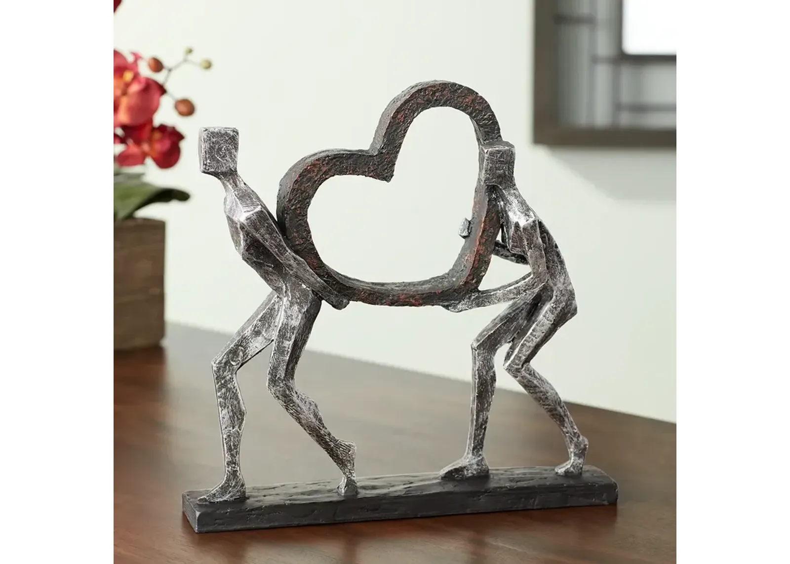 The Weight of Love 12" High Figurines and Heart Sculpture