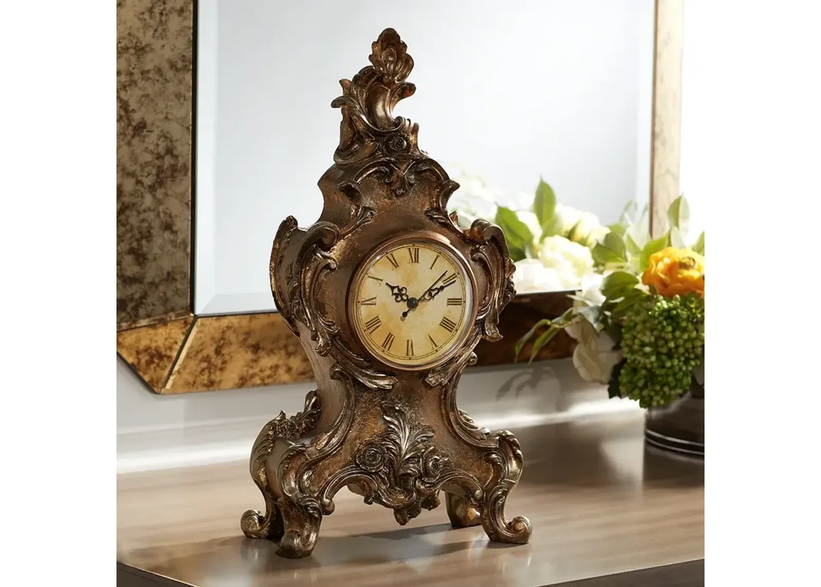 Taryn Vintage Style 16 1/4" High Table Clock