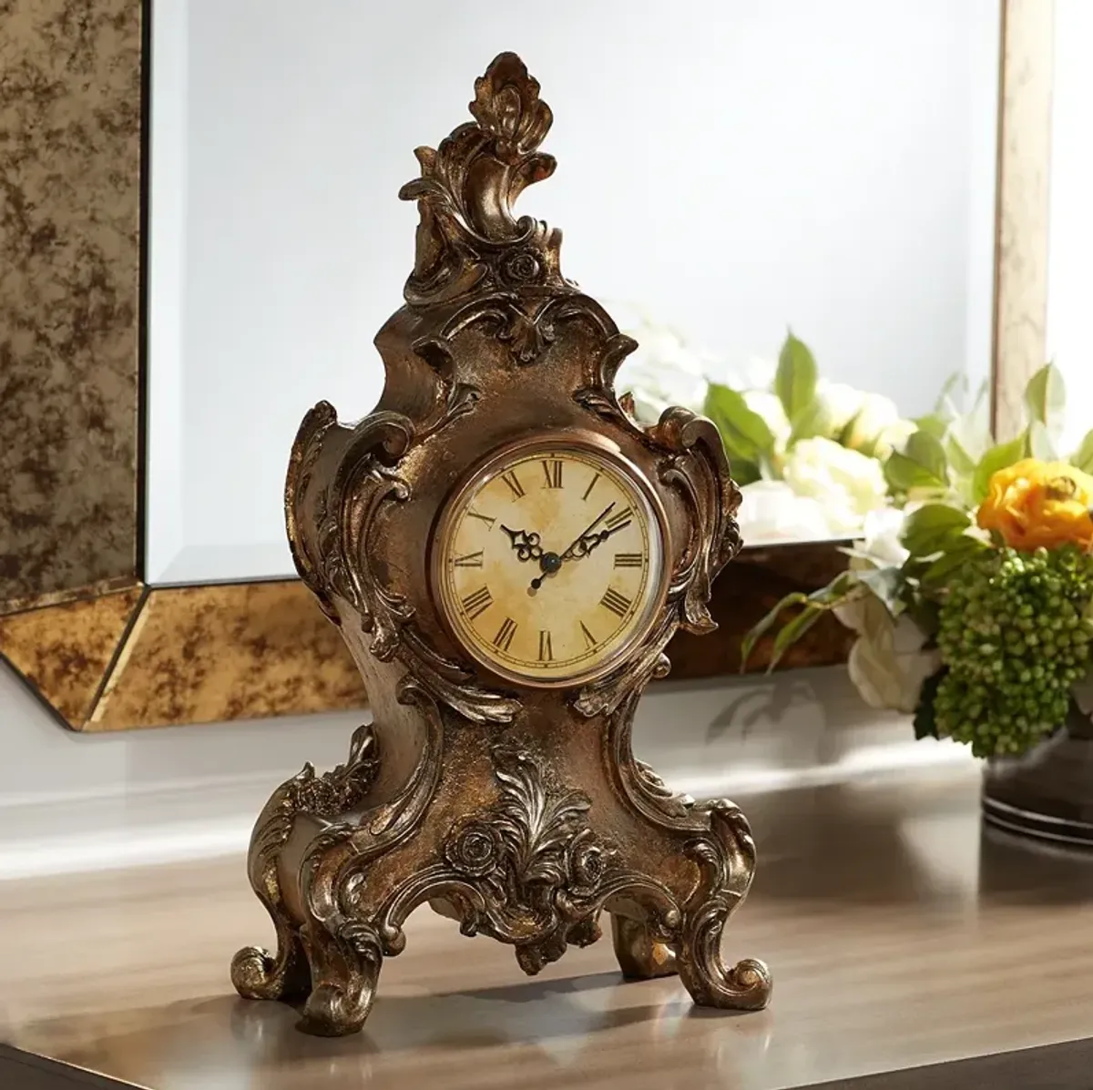 Taryn Vintage Style 16 1/4" High Table Clock