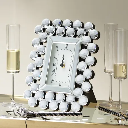 Faywood 11" High Silver Mirrored Tabletop Clock