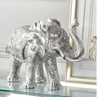 Walking Elephant 12 3/4" High Silver Statue