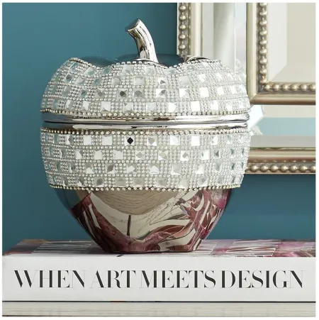 Victoire Silver and Crystal 8 1/2" High Ceramic Apple
