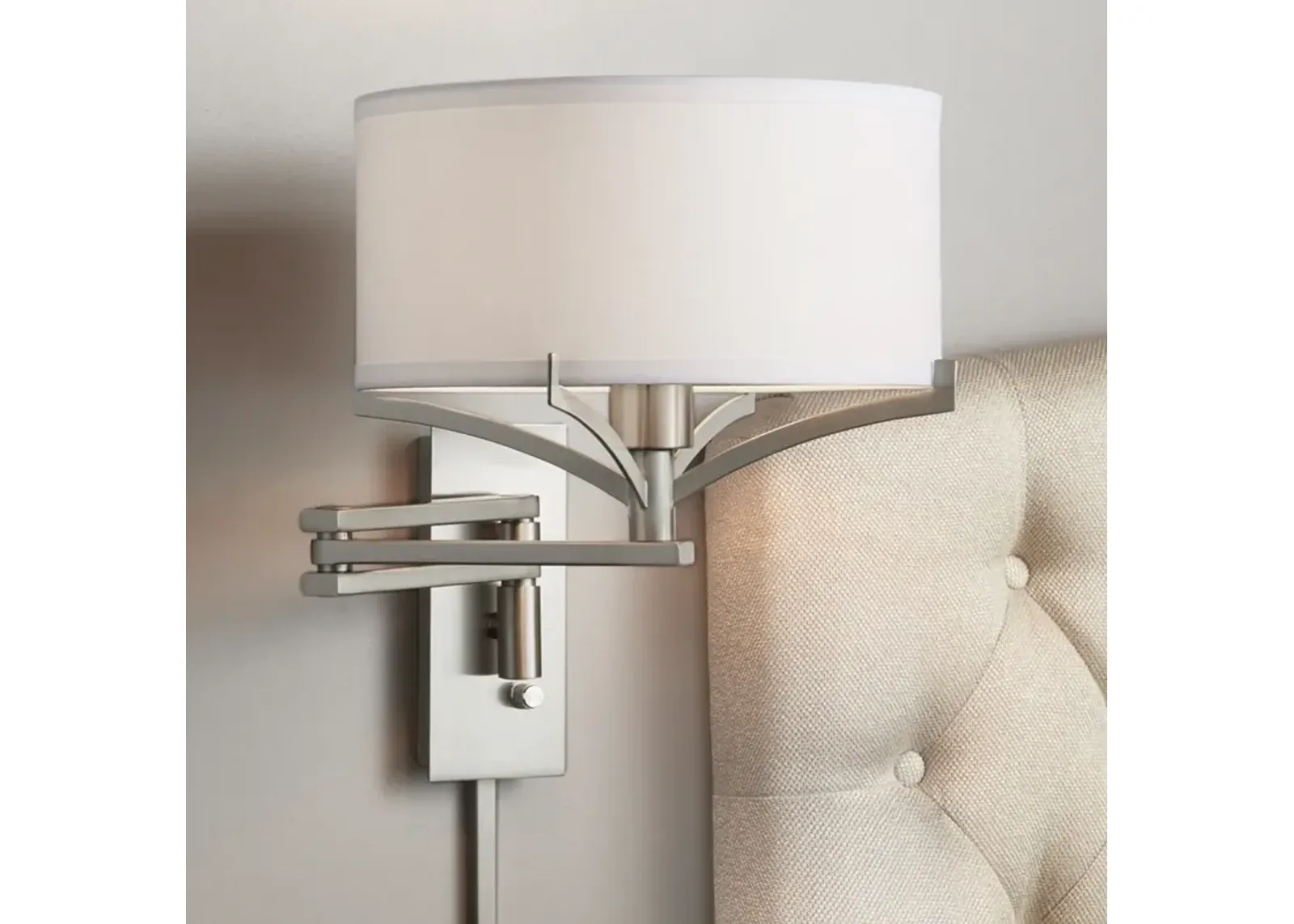 Possini Euro Tremont Brushed Nickel Modern Swing Arm Plug-In Wall Lamp