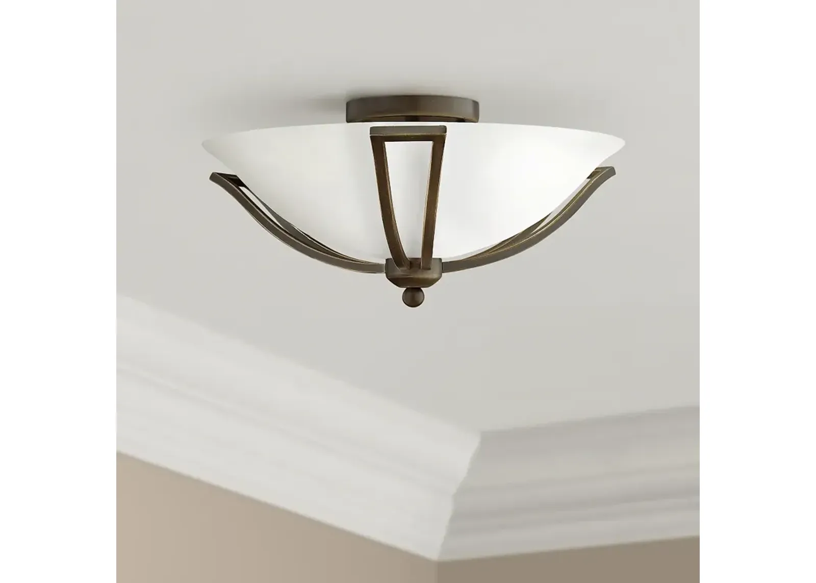 Hinkley Bolla 16 3/4" High Olde Bronze Opal Ceiling Light