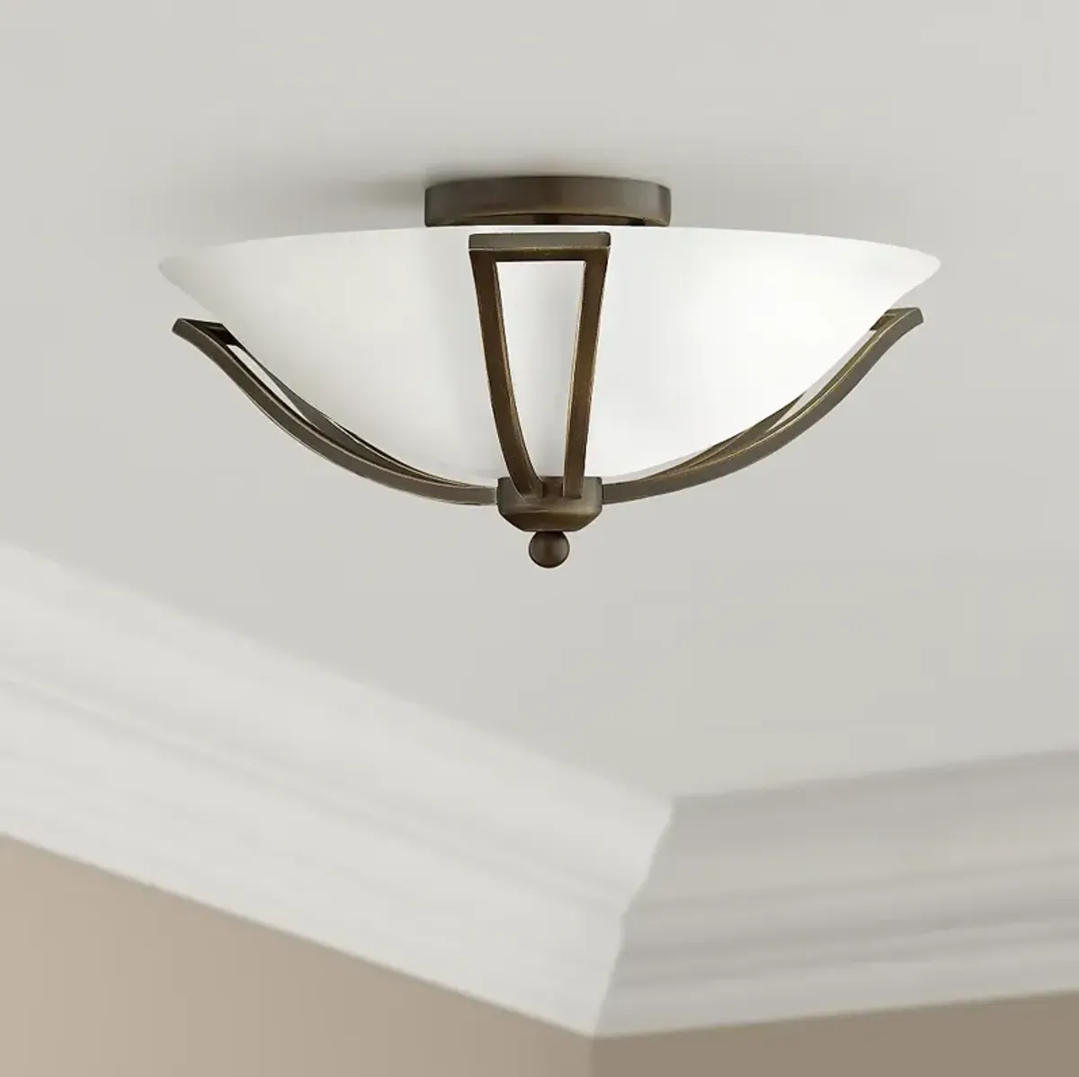 Hinkley Bolla 16 3/4" High Olde Bronze Opal Ceiling Light