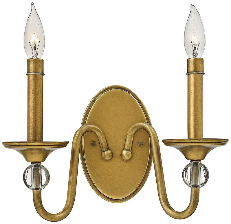 Hinkley Eleanor 9" High Heritage Brass 2-Light Wall Sconce