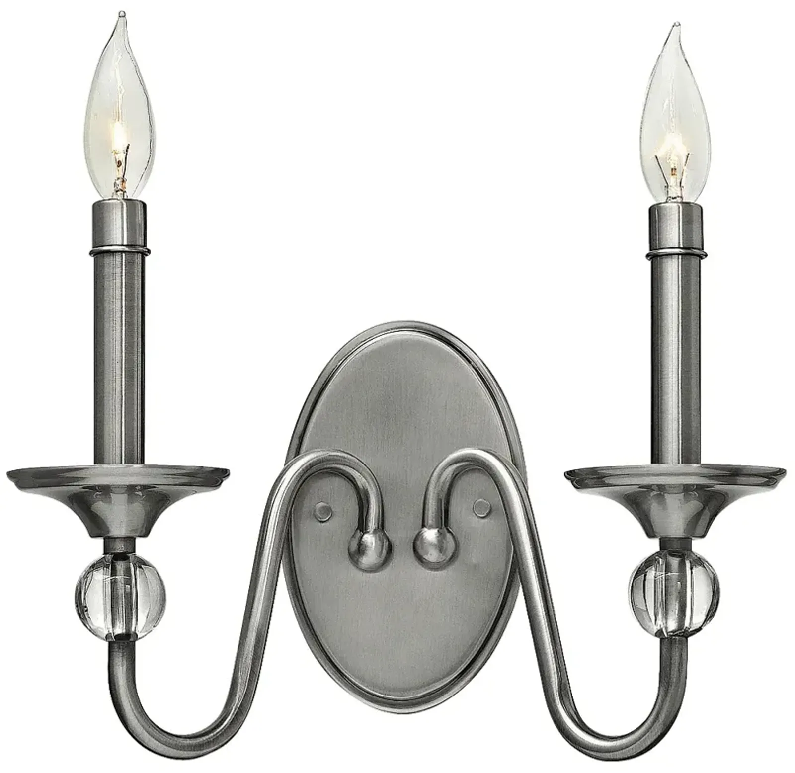 Eleanor 9" High Polished Antique Nickel 2-Light Wall Sconce