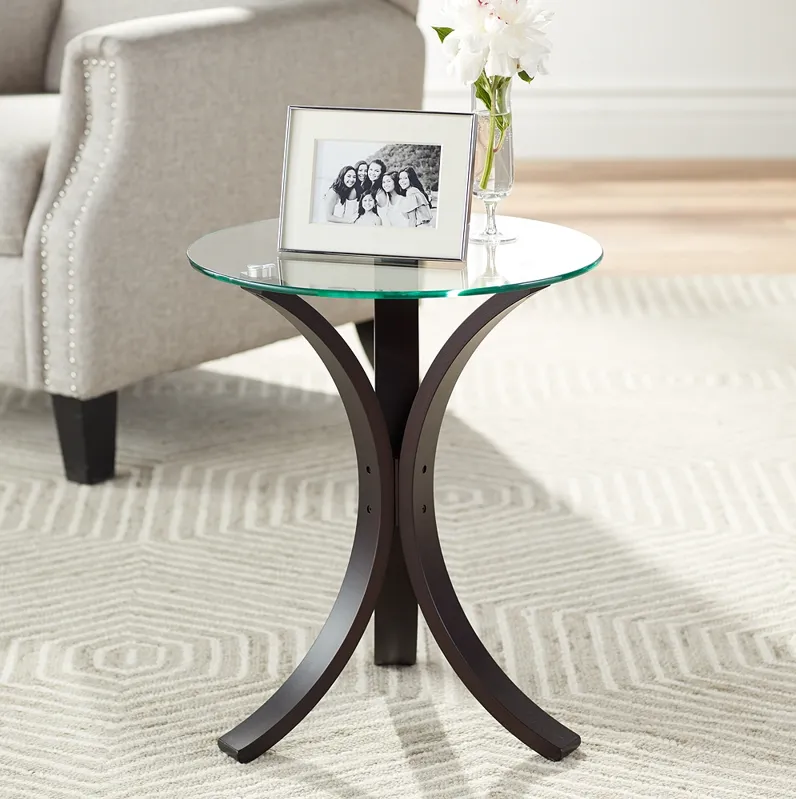 Niles 17 3/4" Wide Bent Wood and Glass Modern Accent Table