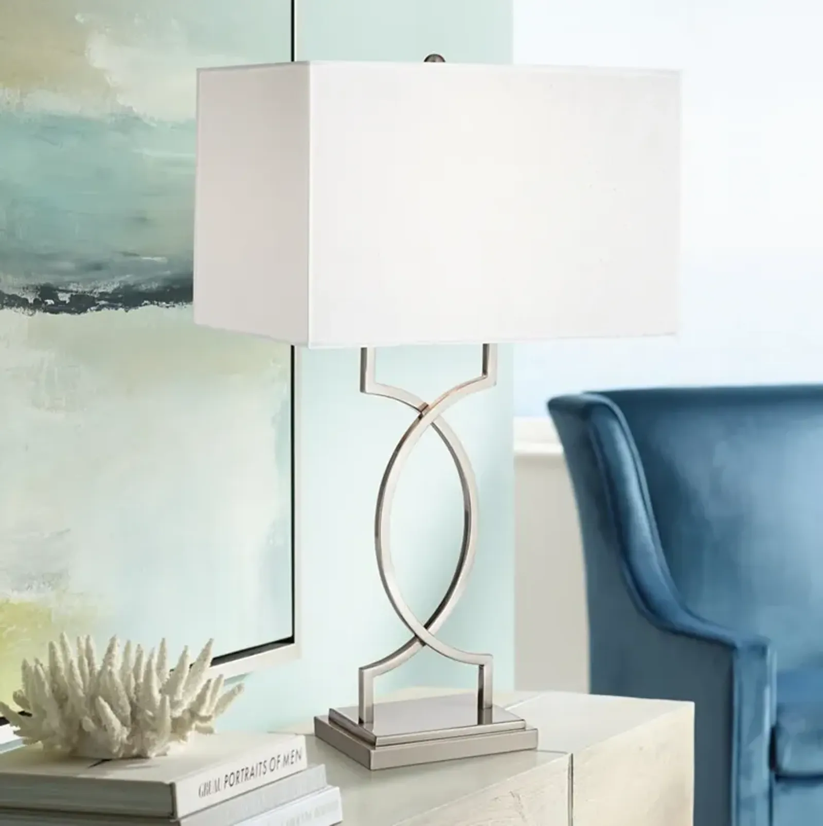 Pacific Coast Modern Rome 30" Brushed Nickel Brushed Steel Table Lamp