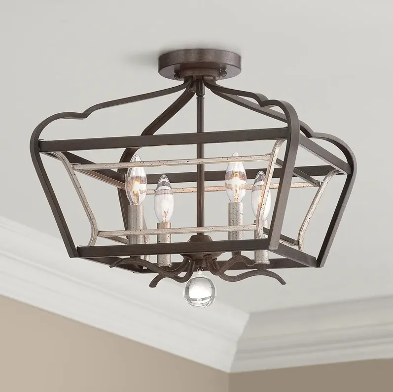 Astrapia 16"W Dark Rubbed Sienna 4-Light Ceiling Light