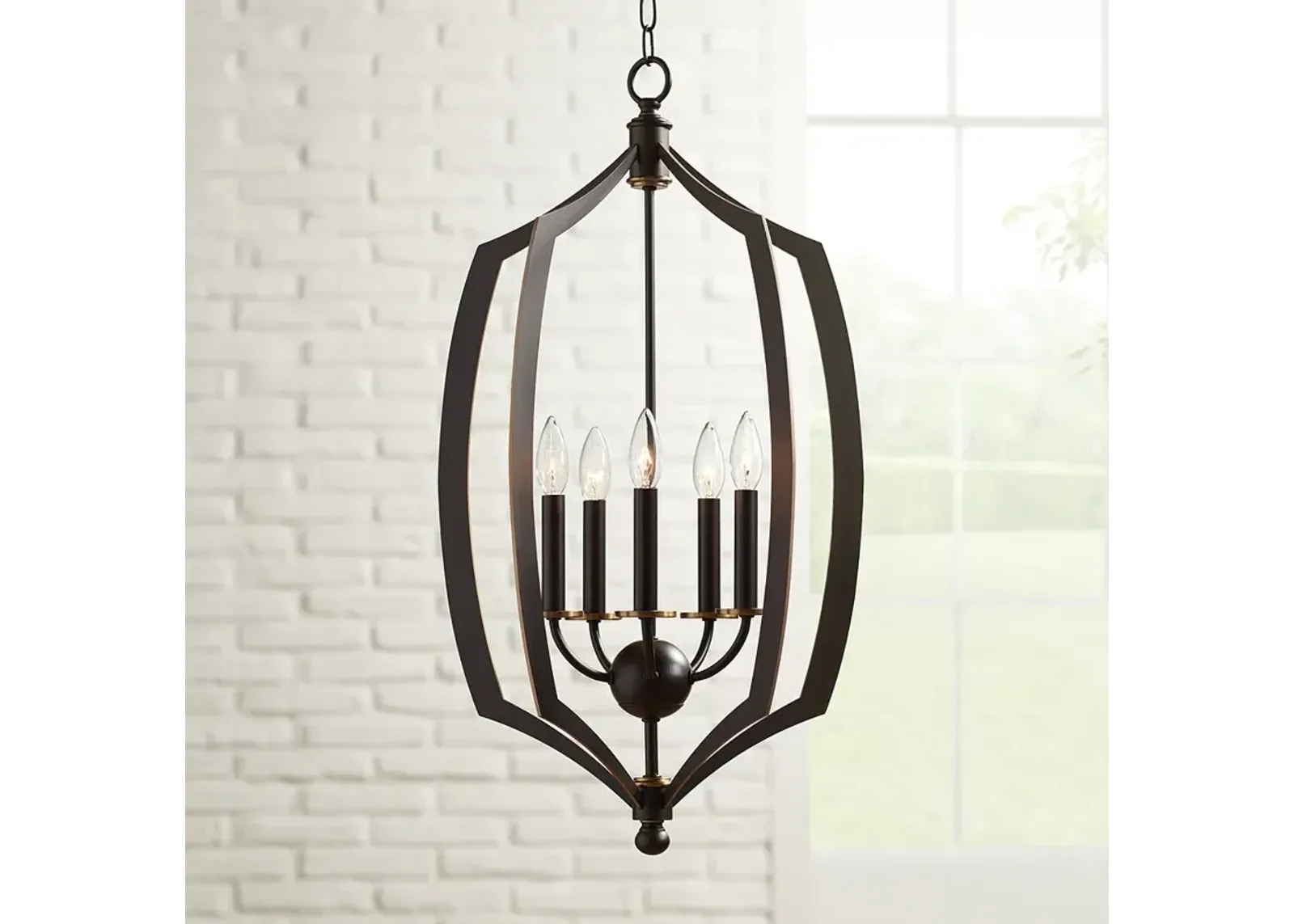 Minka Middletown 17" Wide Downton Bronze 5-Light Foyer Pendant