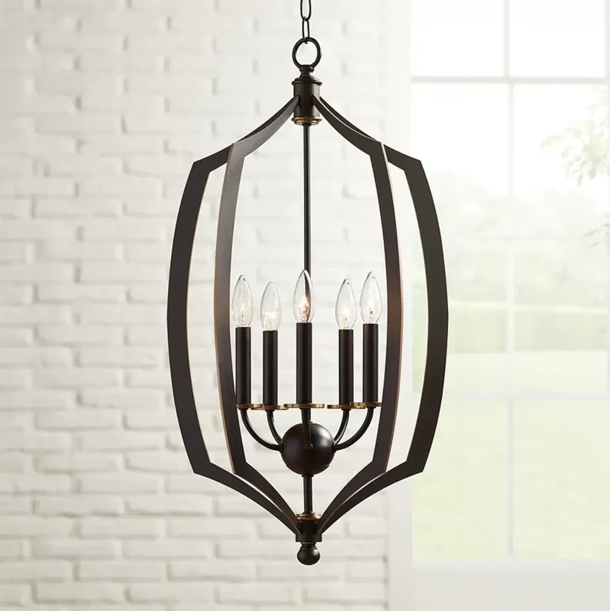 Minka Middletown 17" Wide Downton Bronze 5-Light Foyer Pendant