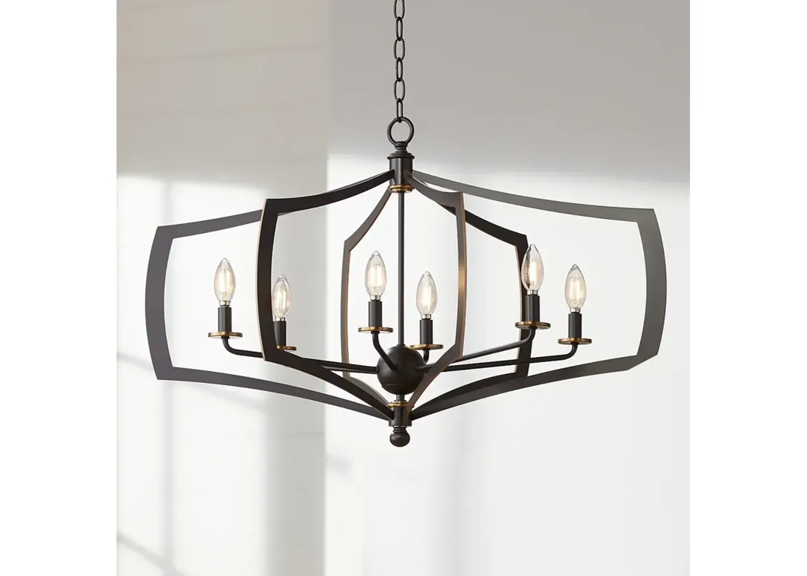 Minka Middletown 34" Wide Downton Bronze 6-Light Oval Chandelier