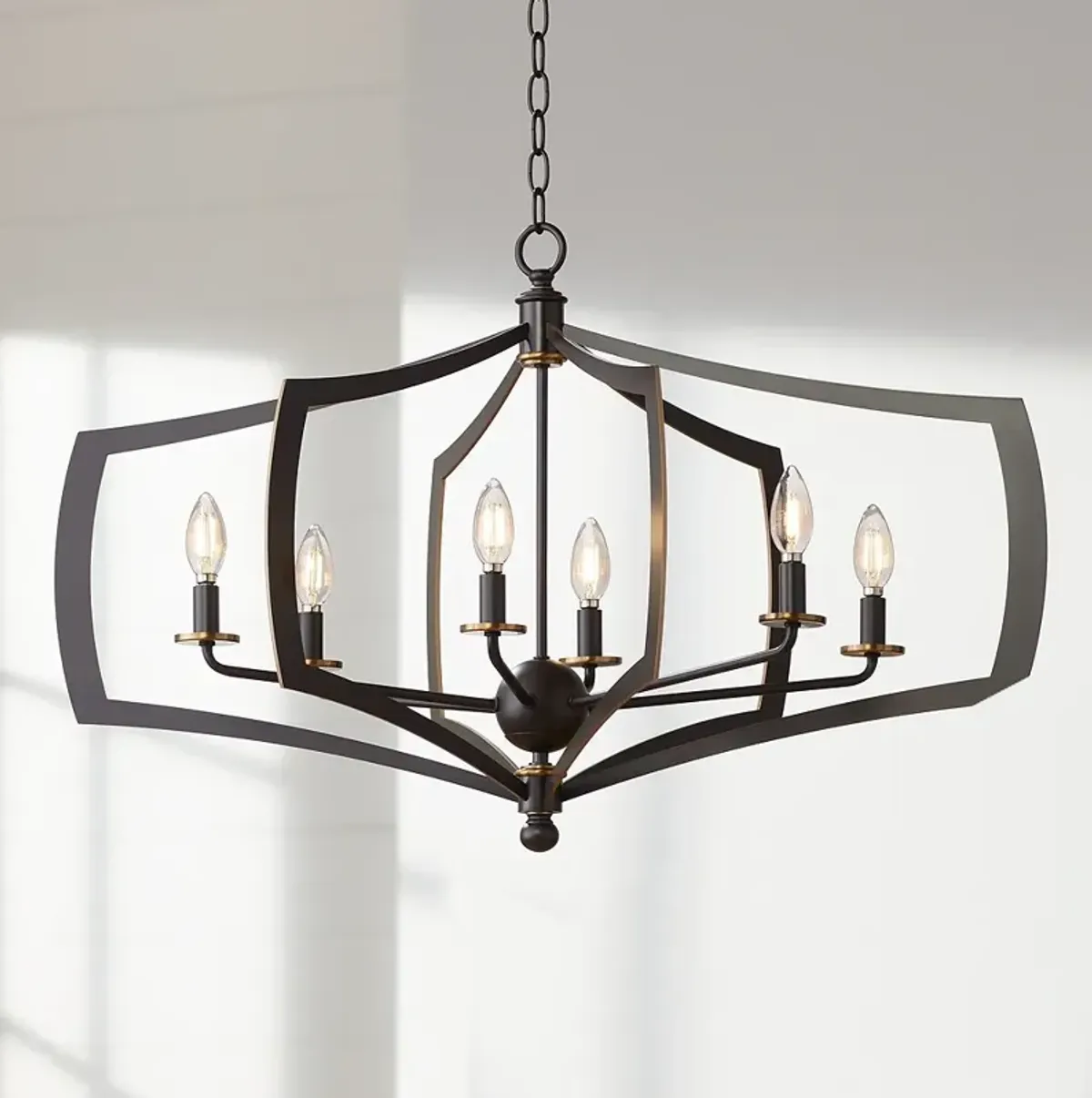 Minka Middletown 34" Wide Downton Bronze 6-Light Oval Chandelier