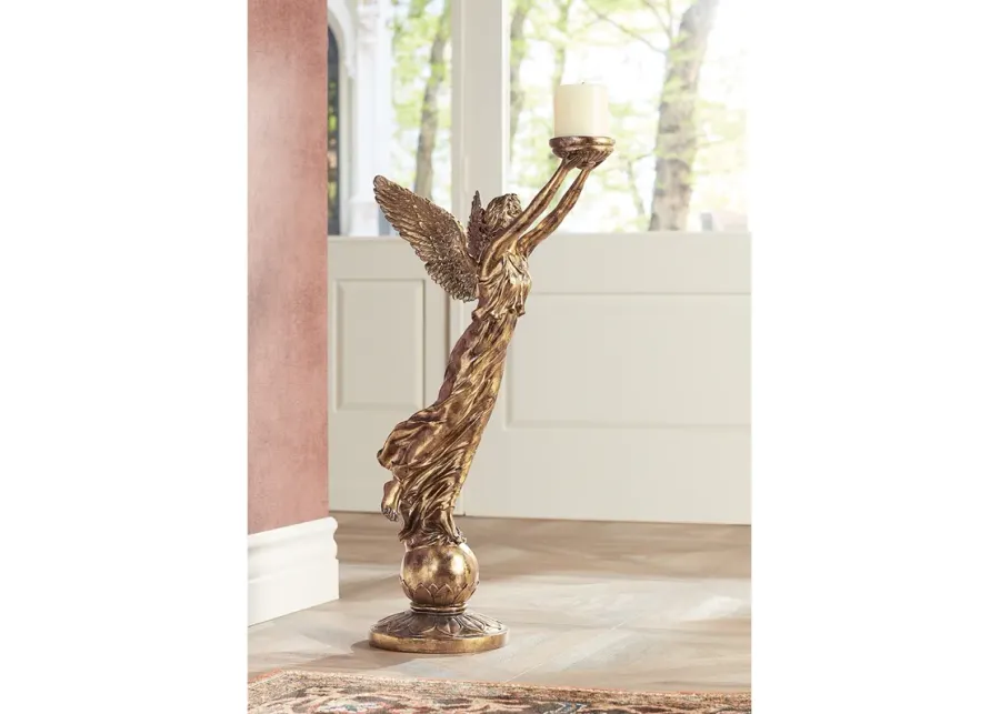 Golden Angel 38 1/2" High Statue Candle Holder