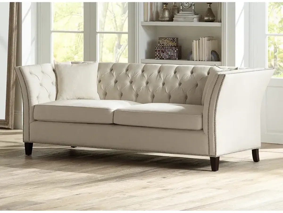 Brianna 88 1/2" Wide Tufted Beige Linen Upholstered Sofa