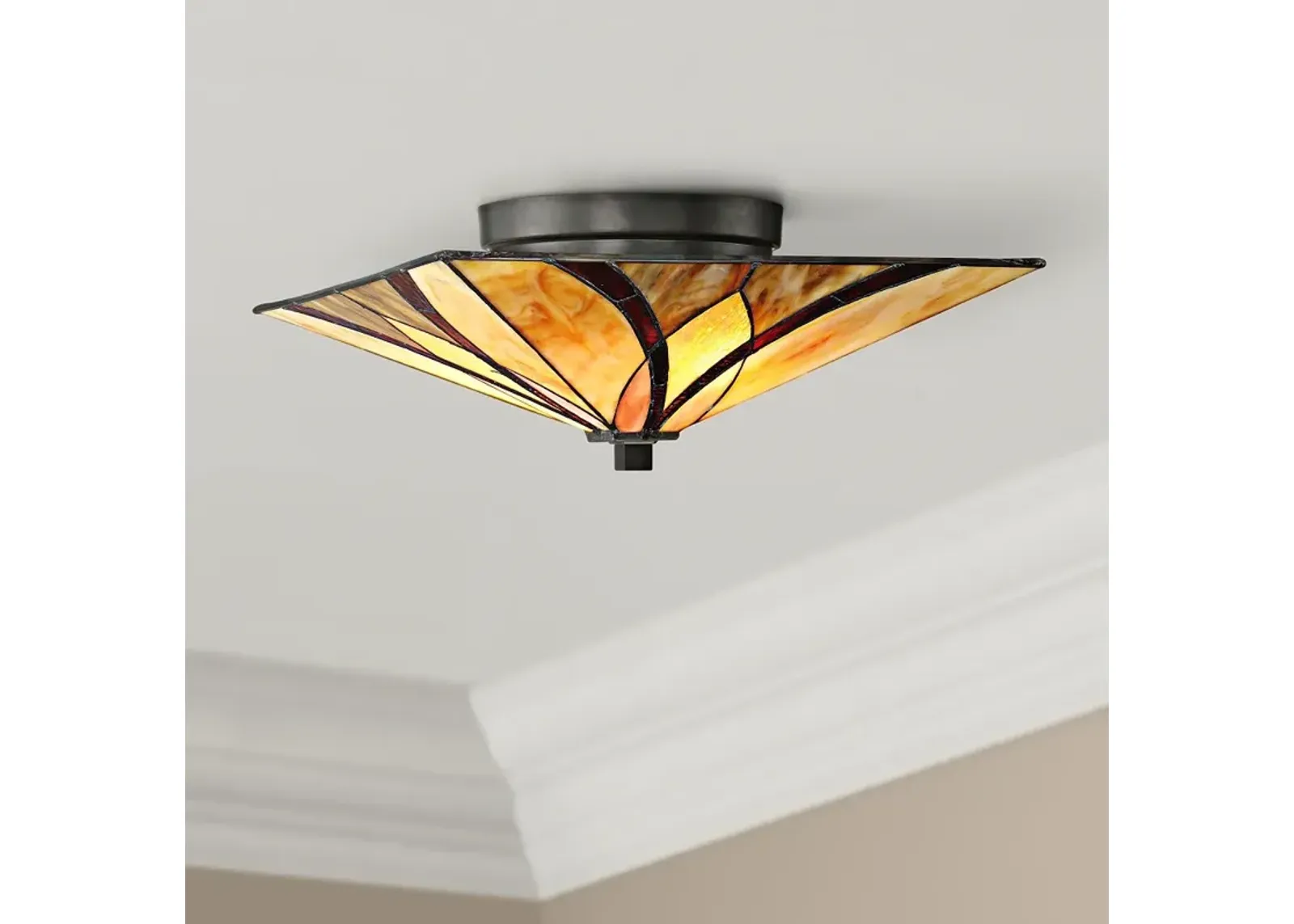 Quoizel Asheville 15" Wide Tiffany-Style Ceiling Light