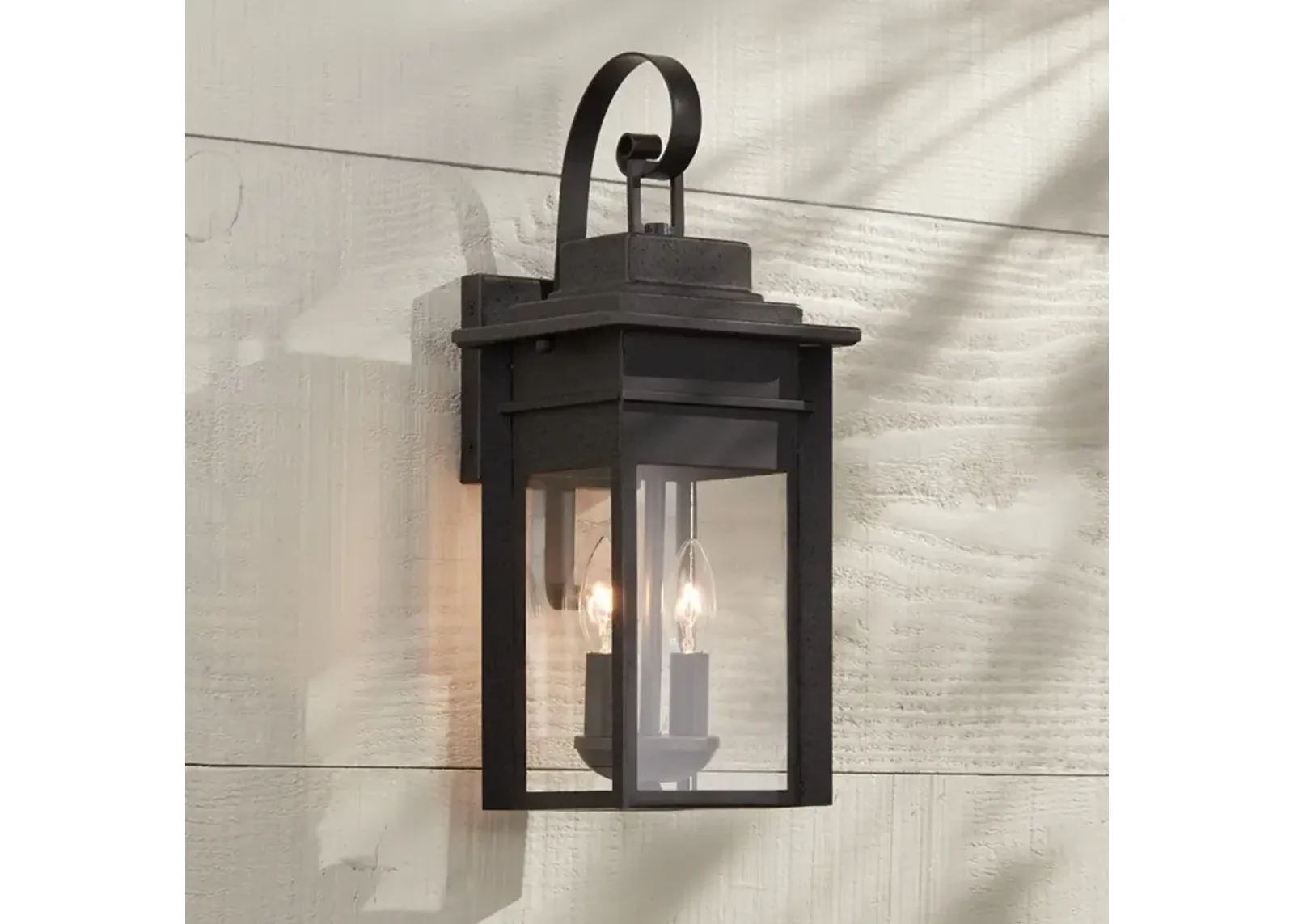 Franklin Iron Bransford 17" Black-Gray Outdoor Lantern Wall Light