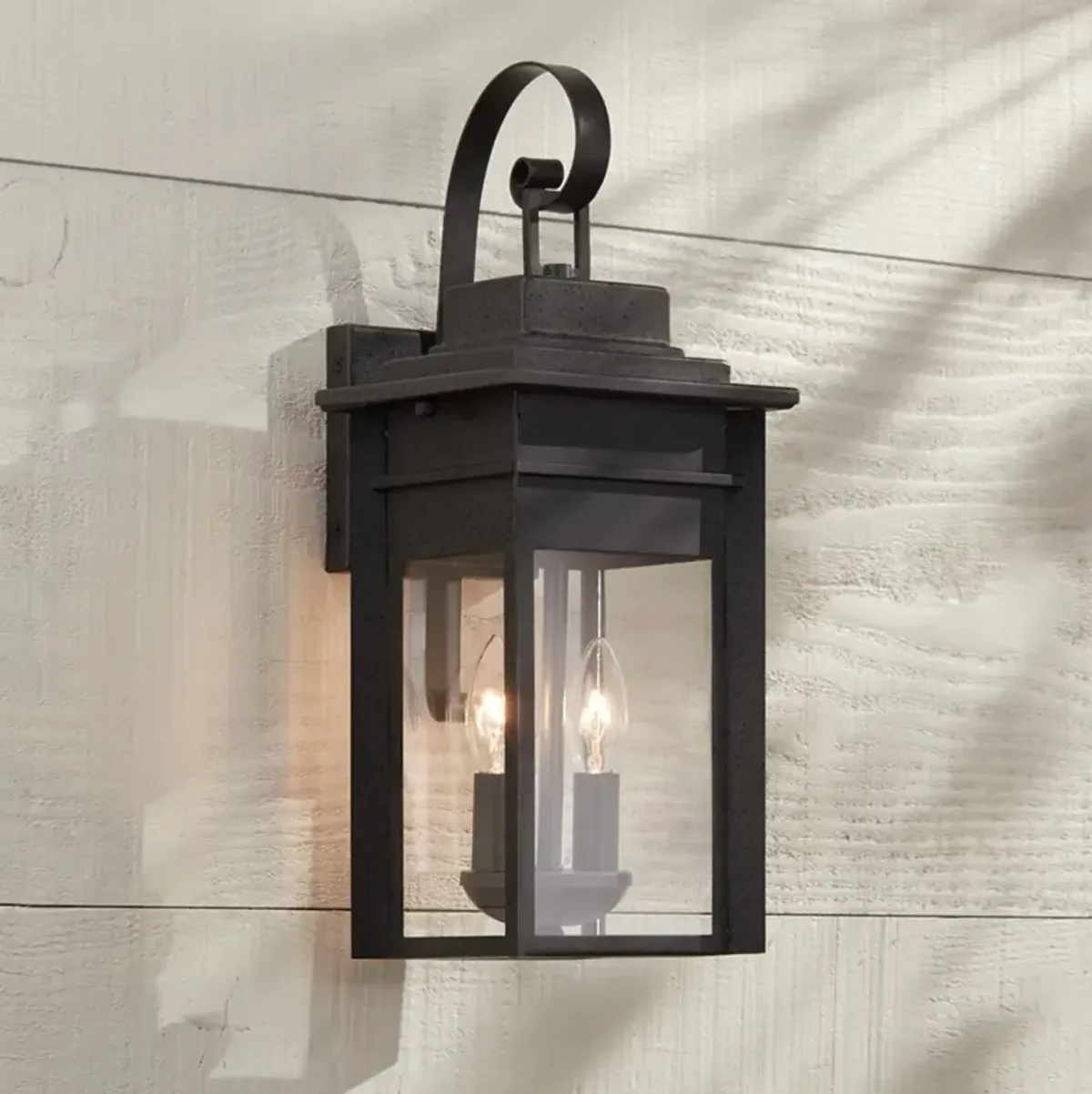 Franklin Iron Bransford 17" Black-Gray Outdoor Lantern Wall Light