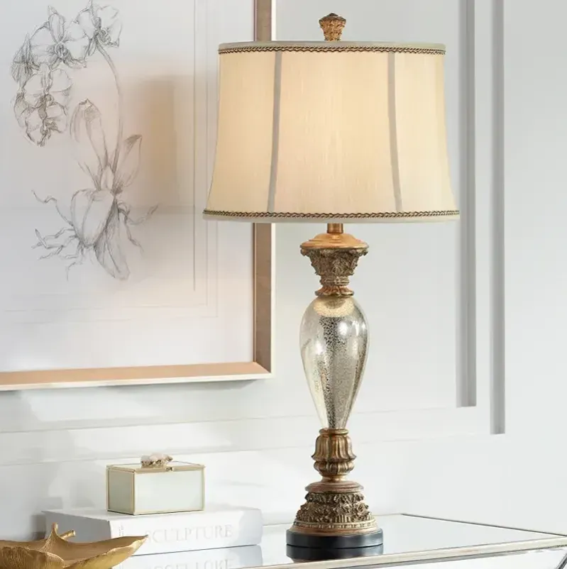 Barnes and Ivy Alsace 32 1/2" Bronze and Mercury Glass Table Lamp