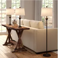 Barnes and Ivy Mason Dark Bronze Traditional Floor and Table Lamps Set of 3