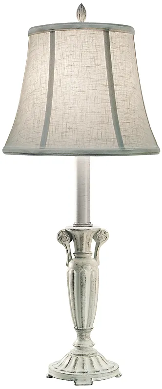 Stiffel Distressed White Metal Buffet Table Lamp