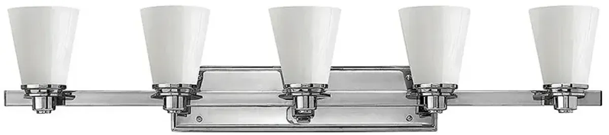 Hinkley Avon 40 1/2" 5-Light White Glass and Chrome Vanity Bath Light