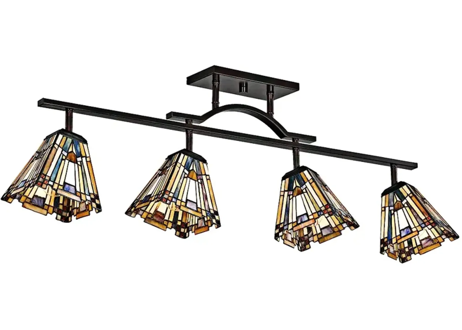 Quoizel Inglenook 42" 4-Light Bronze Tiffany-Style Track Fixture