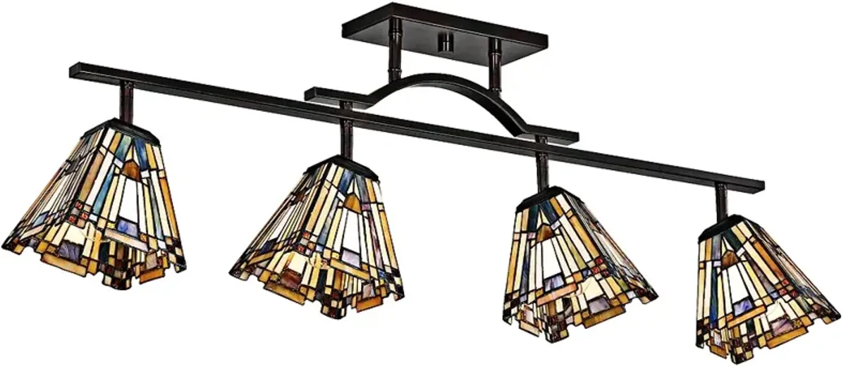 Quoizel Inglenook 42" 4-Light Bronze Tiffany-Style Track Fixture